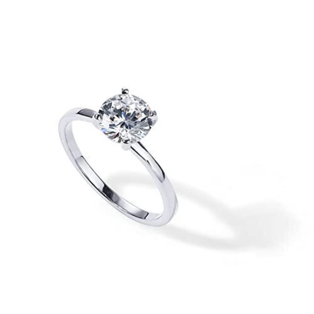 6451 18K Sterling Silver White Gold Vermeil Round Cut Solitare 1.5 CT